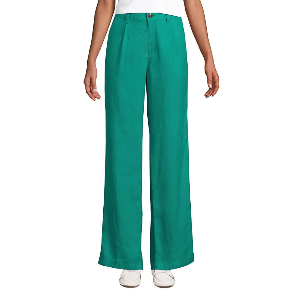 Leinenhose High Waist mit weitem Bein für Damen
