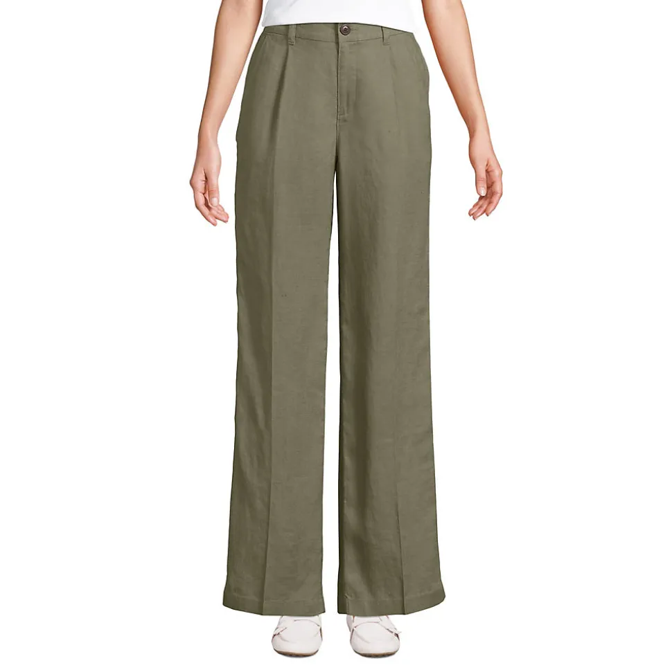 Leinenhose High Waist mit weitem Bein für Damen