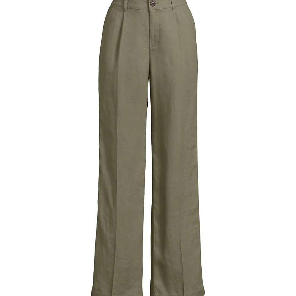 Leinenhose High Waist mit weitem Bein für Damen