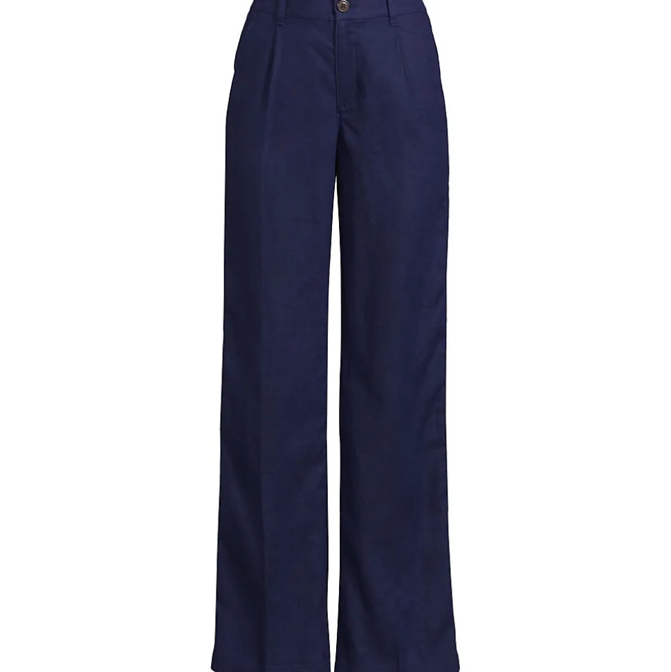 Leinenhose High Waist mit weitem Bein für Damen