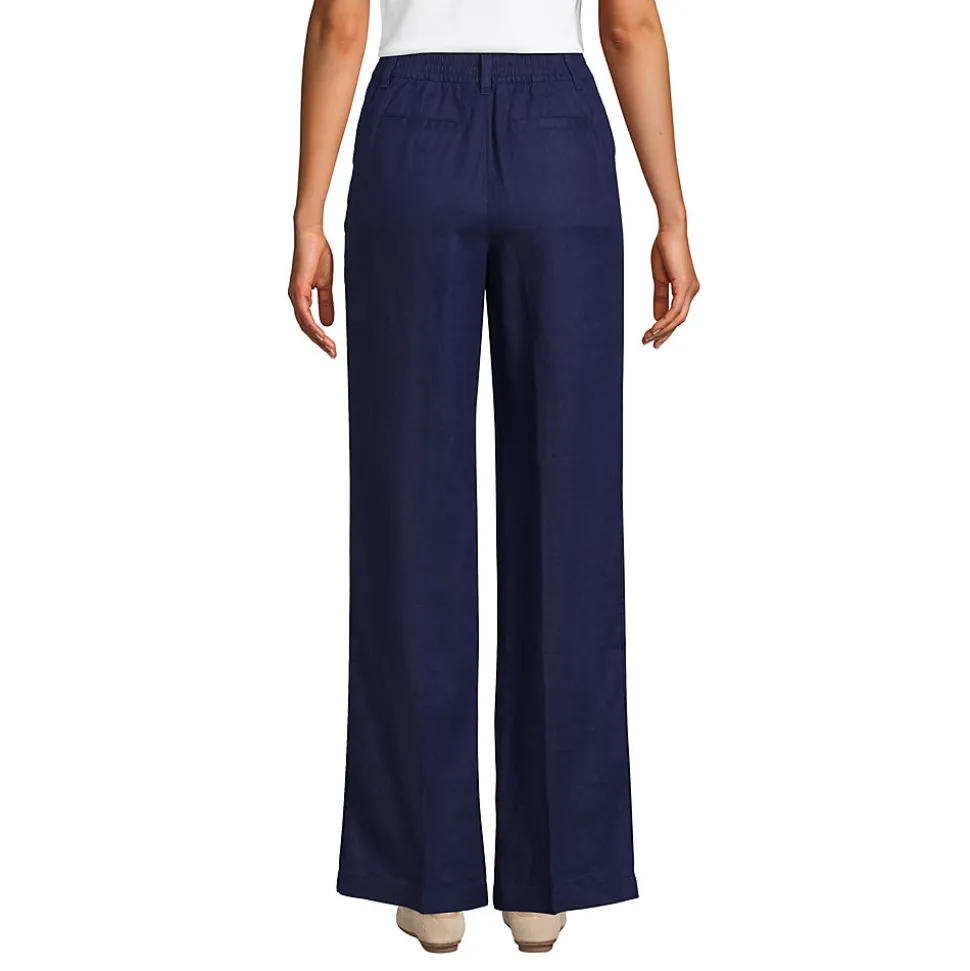 Leinenhose High Waist mit weitem Bein für Damen