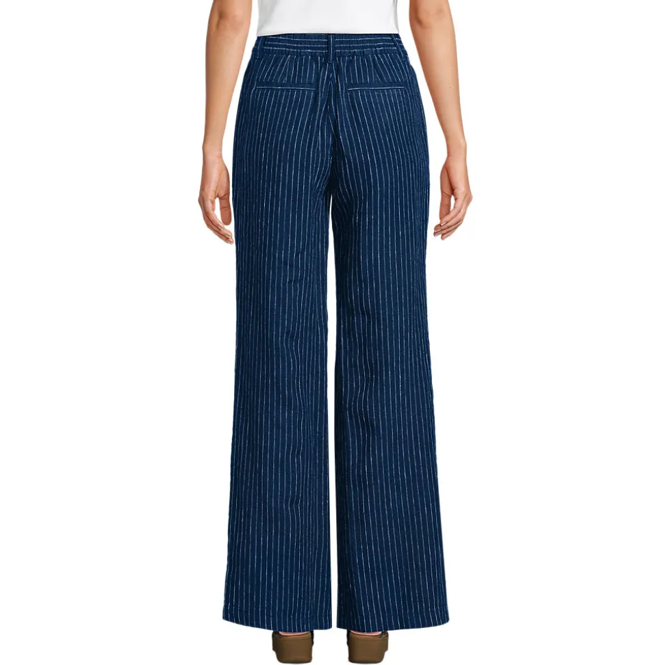 Leinenhose High Waist mit weitem Bein für Damen