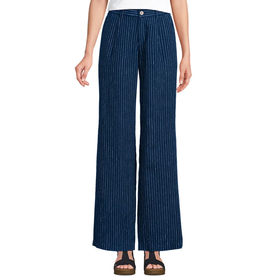 Leinenhose High Waist mit weitem Bein für Damen