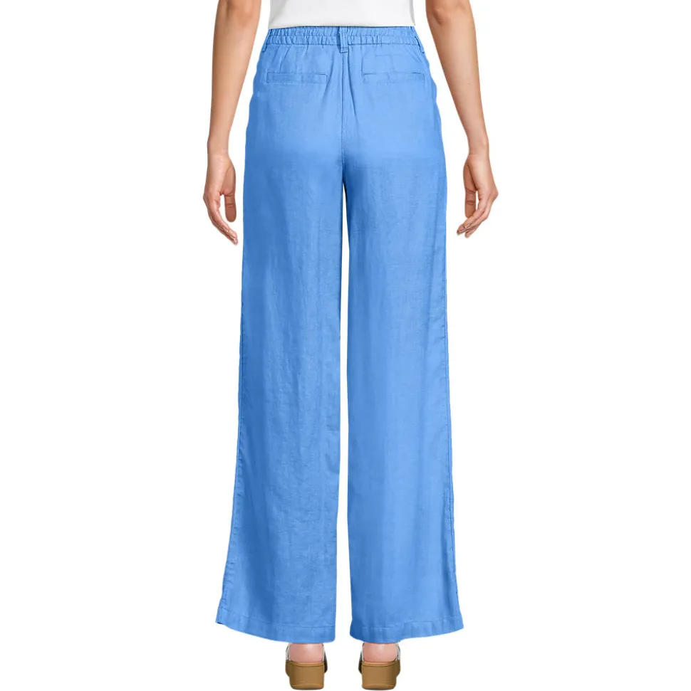 Leinenhose High Waist mit weitem Bein für Damen
