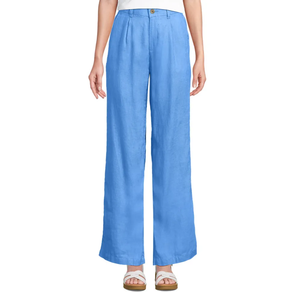 Leinenhose High Waist mit weitem Bein für Damen