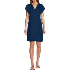 Leinenkleid mit Smok-Ausschnitt für Damen