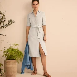 Leinen-Midikleid für Damen