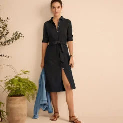 Leinen-Midikleid für Damen