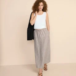 Leinen-Midirock für Damen