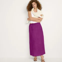 Leinen-Midirock für Damen