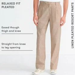 Leinenmix-Bundfaltenhose für Herren