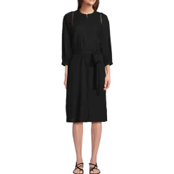 Leinenmix-Kleid mit Ajourdetail für Damen