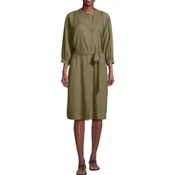 Leinenmix-Kleid mit Ajourdetail für Damen