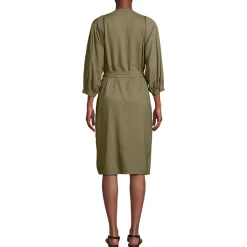 Leinenmix-Kleid mit Ajourdetail für Damen