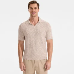 Leinenmix-Polopullover mit kurzen Ärmeln für Herren