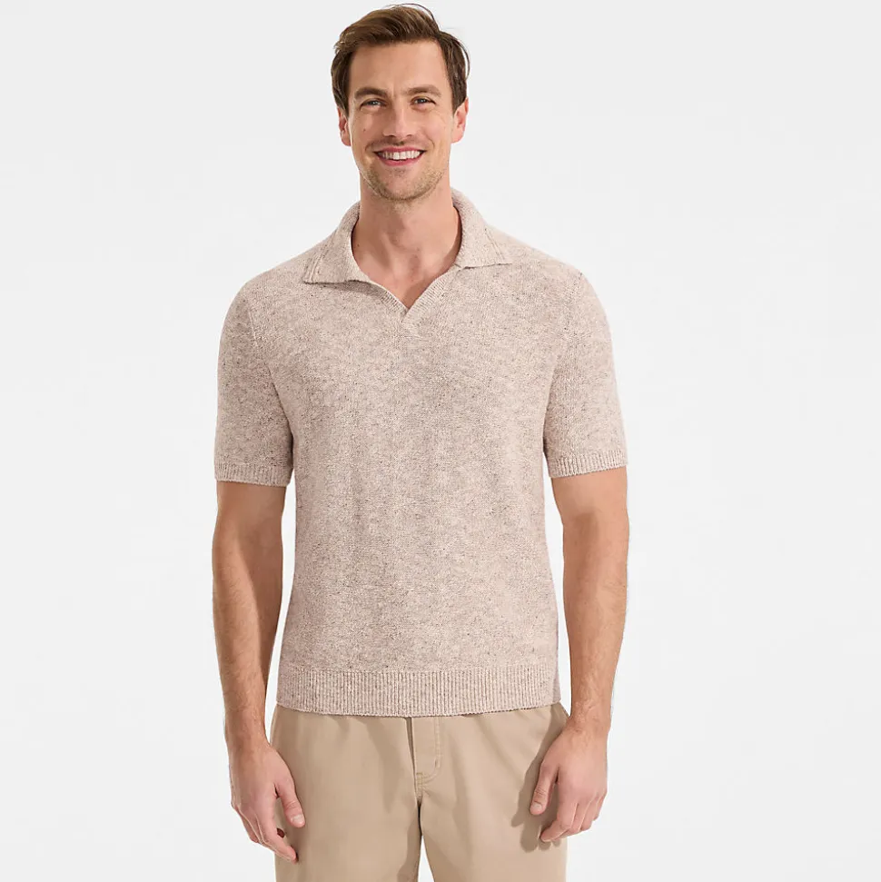 Leinenmix-Polopullover mit kurzen Ärmeln für Herren