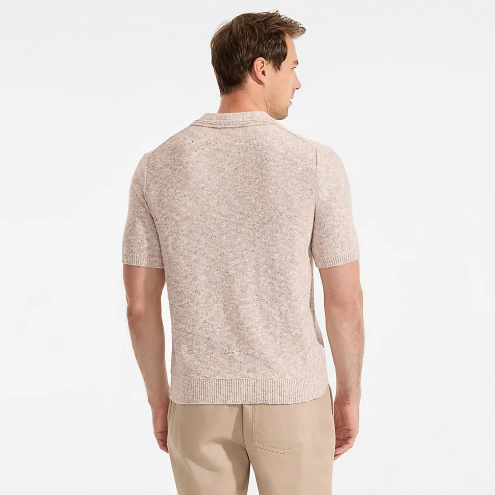 Leinenmix-Polopullover mit kurzen Ärmeln für Herren