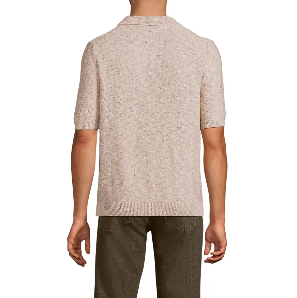 Leinenmix-Polopullover mit kurzen Ärmeln für Herren