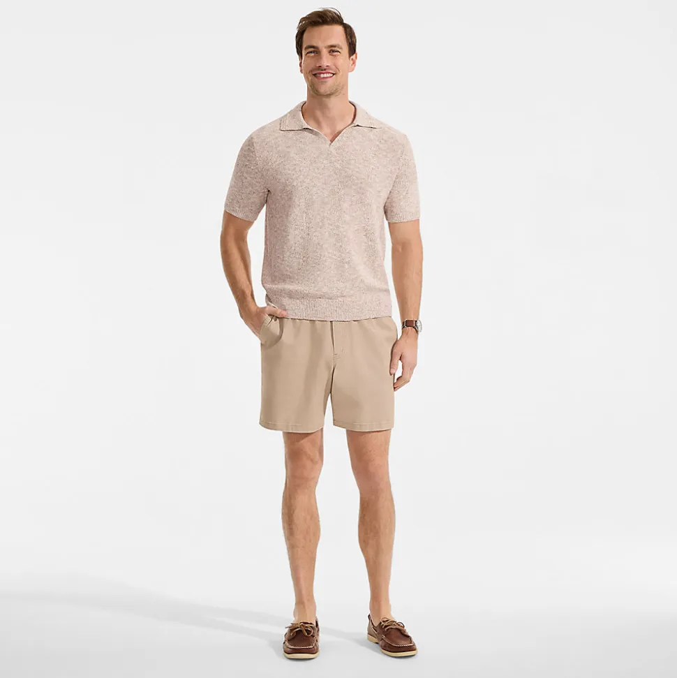 Leinenmix-Polopullover mit kurzen Ärmeln für Herren