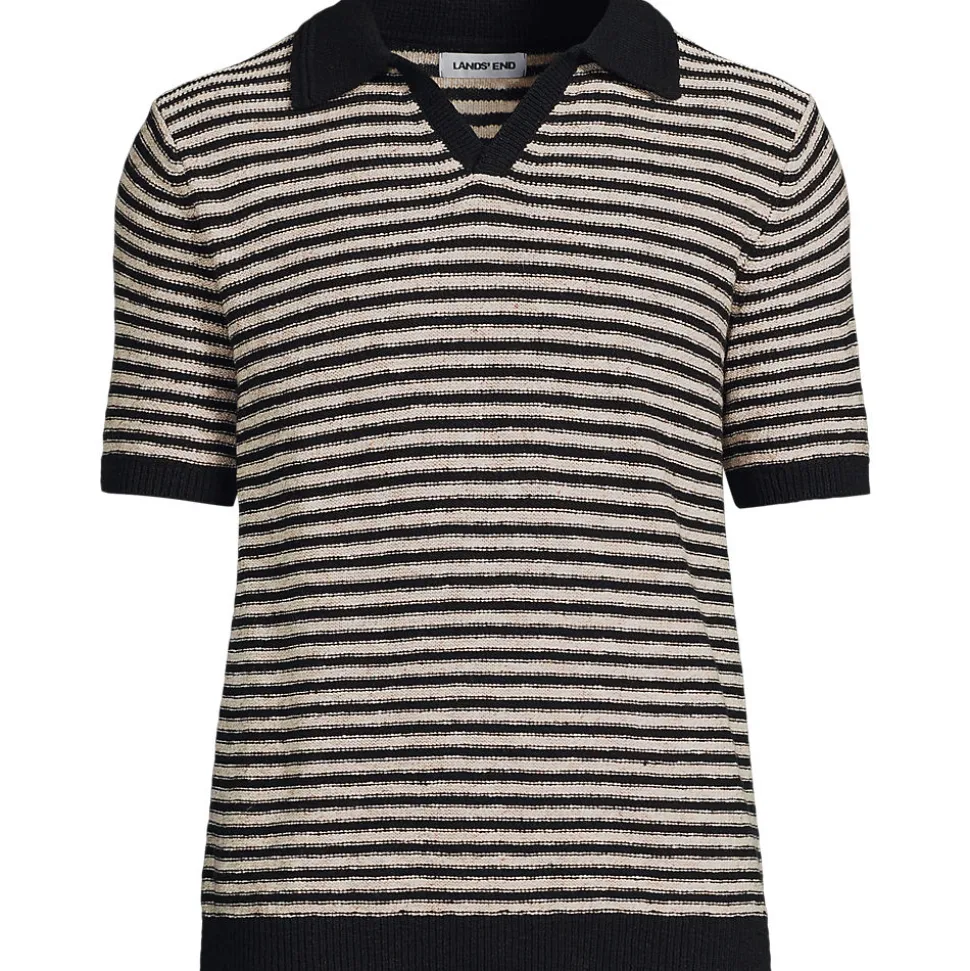 Leinenmix-Polopullover mit kurzen Ärmeln für Herren