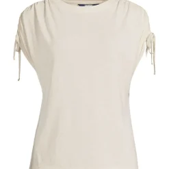 Leinenmix-Shirt mit geraffter Schulter für Damen