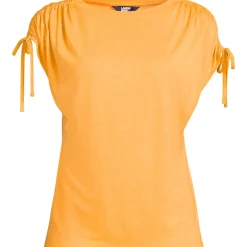 Leinenmix-Shirt mit geraffter Schulter für Damen