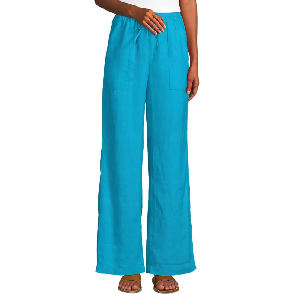 Leinen-Schlupfhose mit weitem Bein für Damen