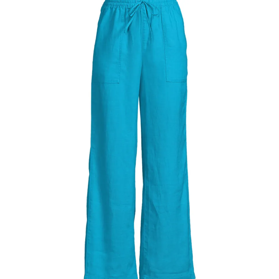 Leinen-Schlupfhose mit weitem Bein für Damen