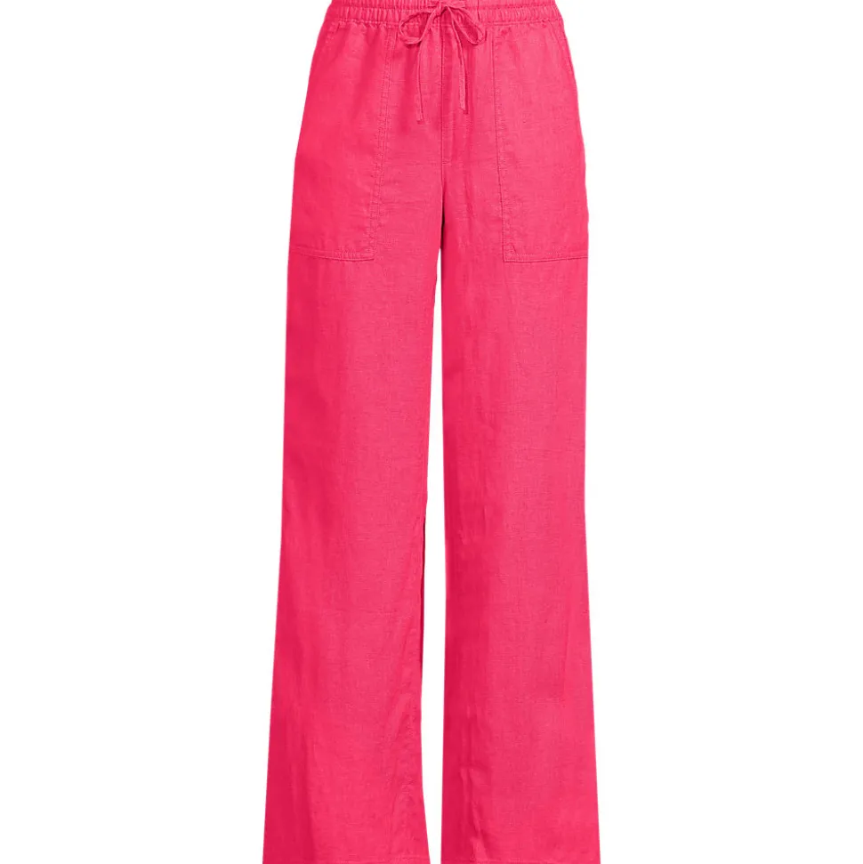 Leinen-Schlupfhose mit weitem Bein für Damen