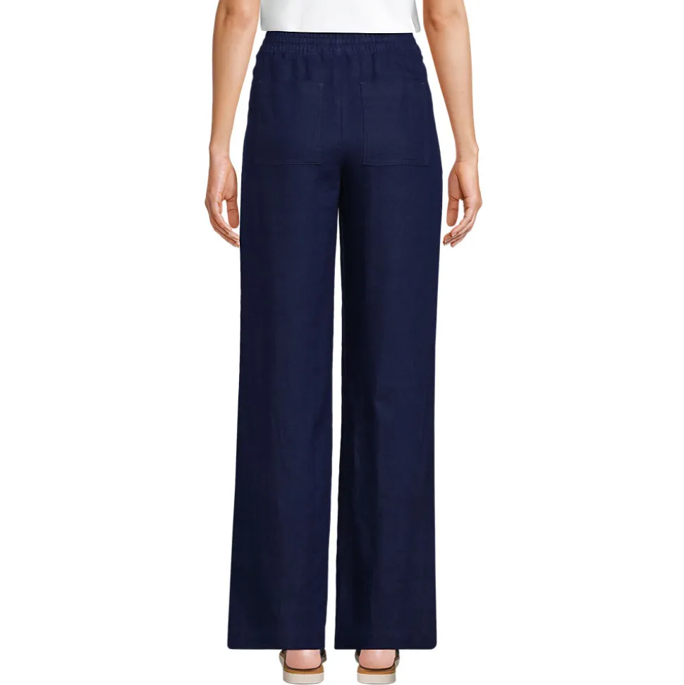 Leinen-Schlupfhose mit weitem Bein für Damen