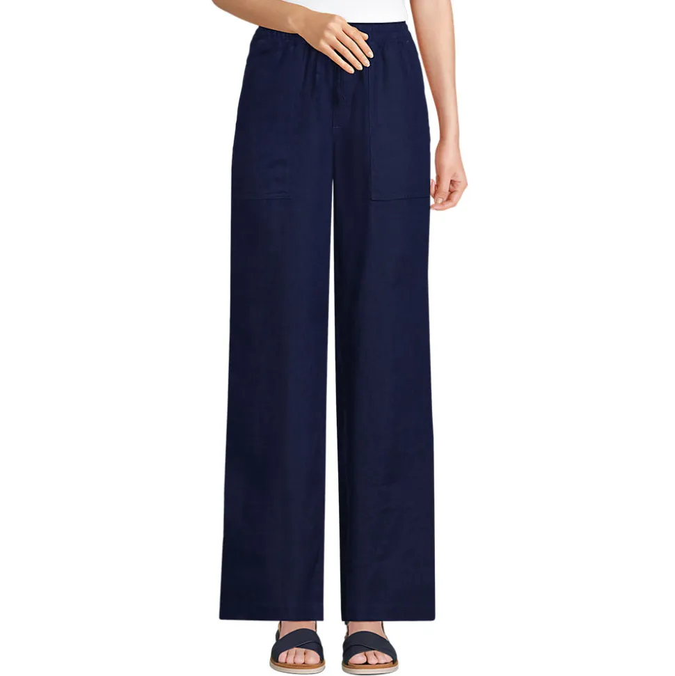 Leinen-Schlupfhose mit weitem Bein für Damen