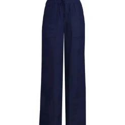 Leinen-Schlupfhose mit weitem Bein für Damen