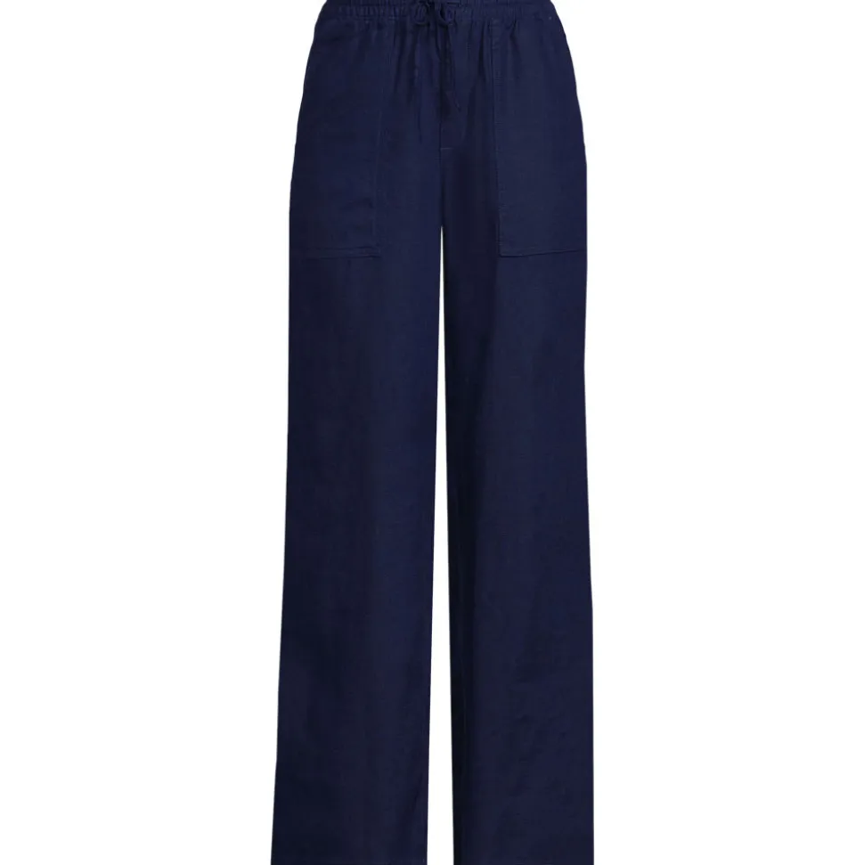 Leinen-Schlupfhose mit weitem Bein für Damen