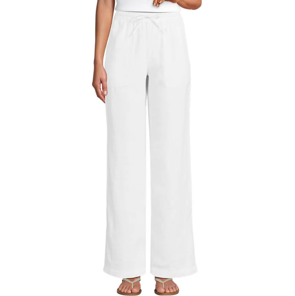 Leinen-Schlupfhose mit weitem Bein für Damen