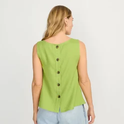 Leinentop mit Knopfleiste am Rücken für Damen