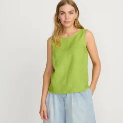 Leinentop mit Knopfleiste am Rücken für Damen