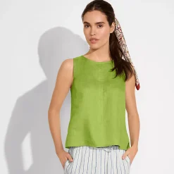 Leinentop mit Knopfleiste am Rücken für Damen