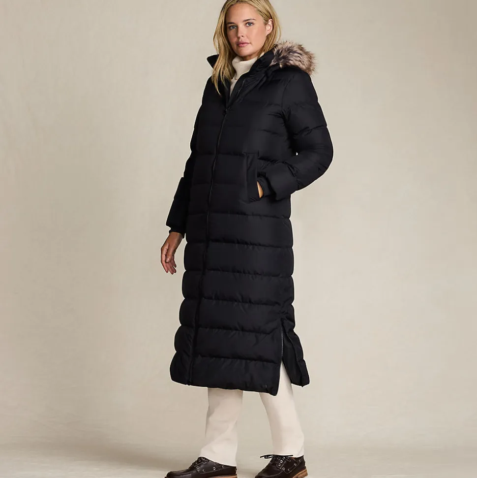 Maxi-Daunenmantel mit Kapuze für Damen
