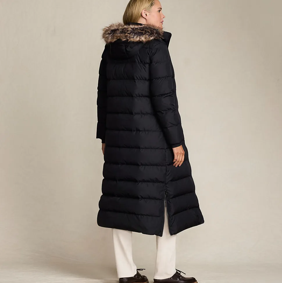 Maxi-Daunenmantel mit Kapuze für Damen