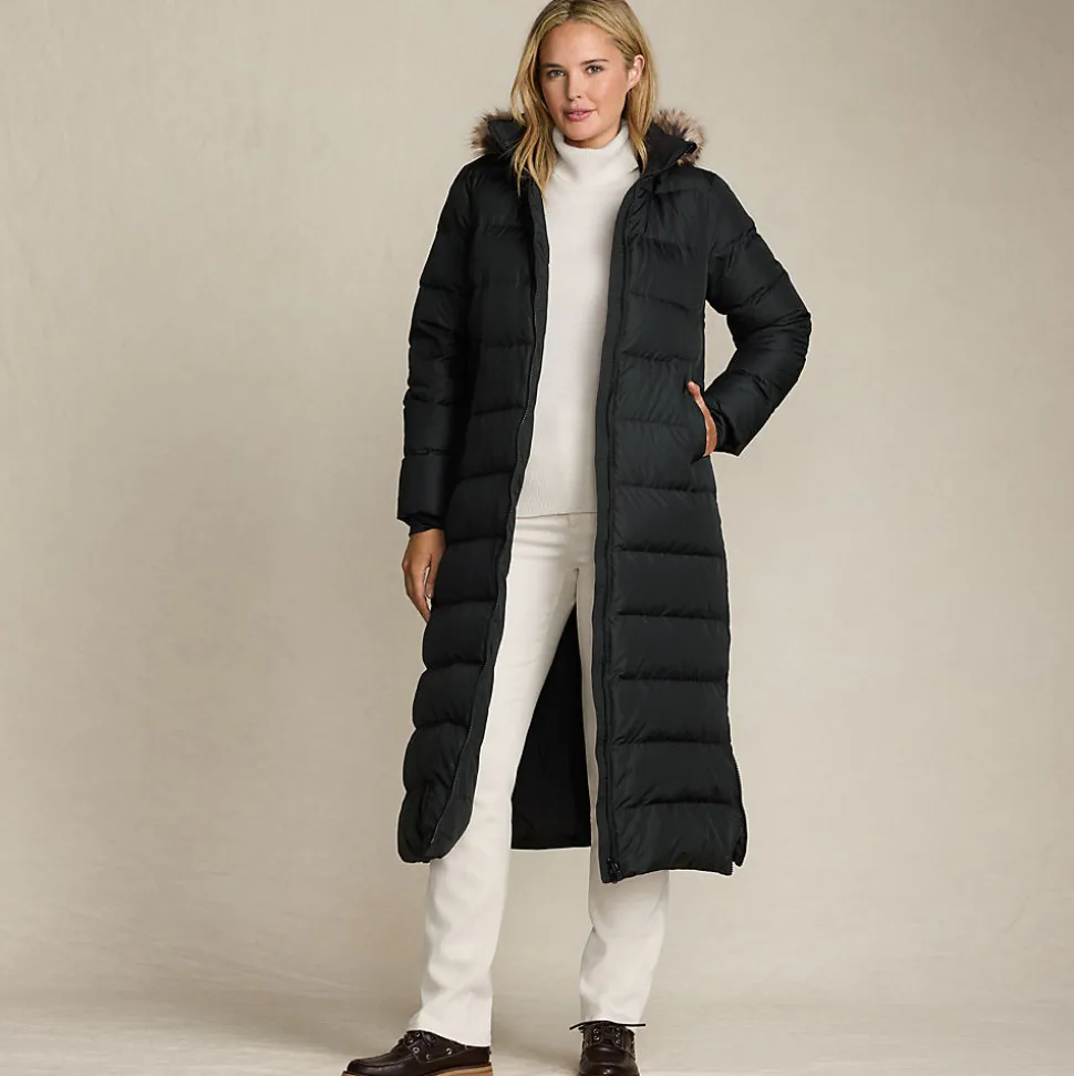 Maxi-Daunenmantel mit Kapuze für Damen