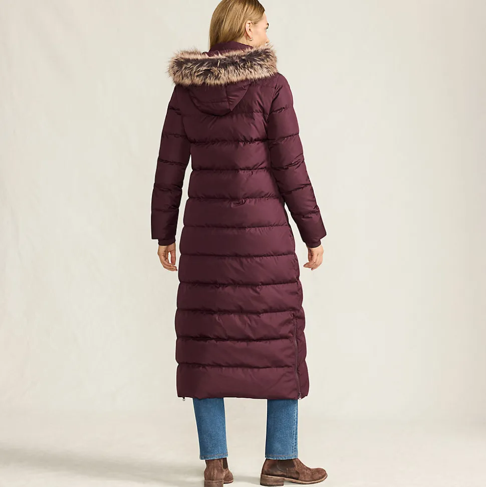 Maxi-Daunenmantel mit Kapuze für Damen