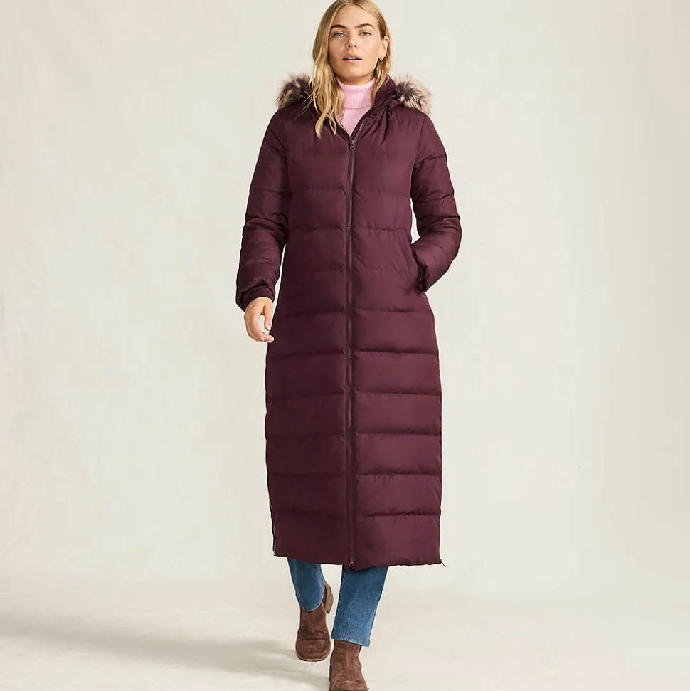 Maxi-Daunenmantel mit Kapuze für Damen