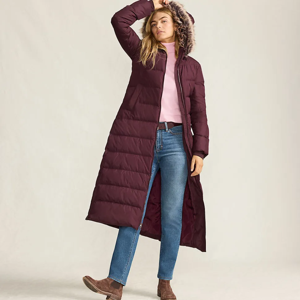 Maxi-Daunenmantel mit Kapuze für Damen