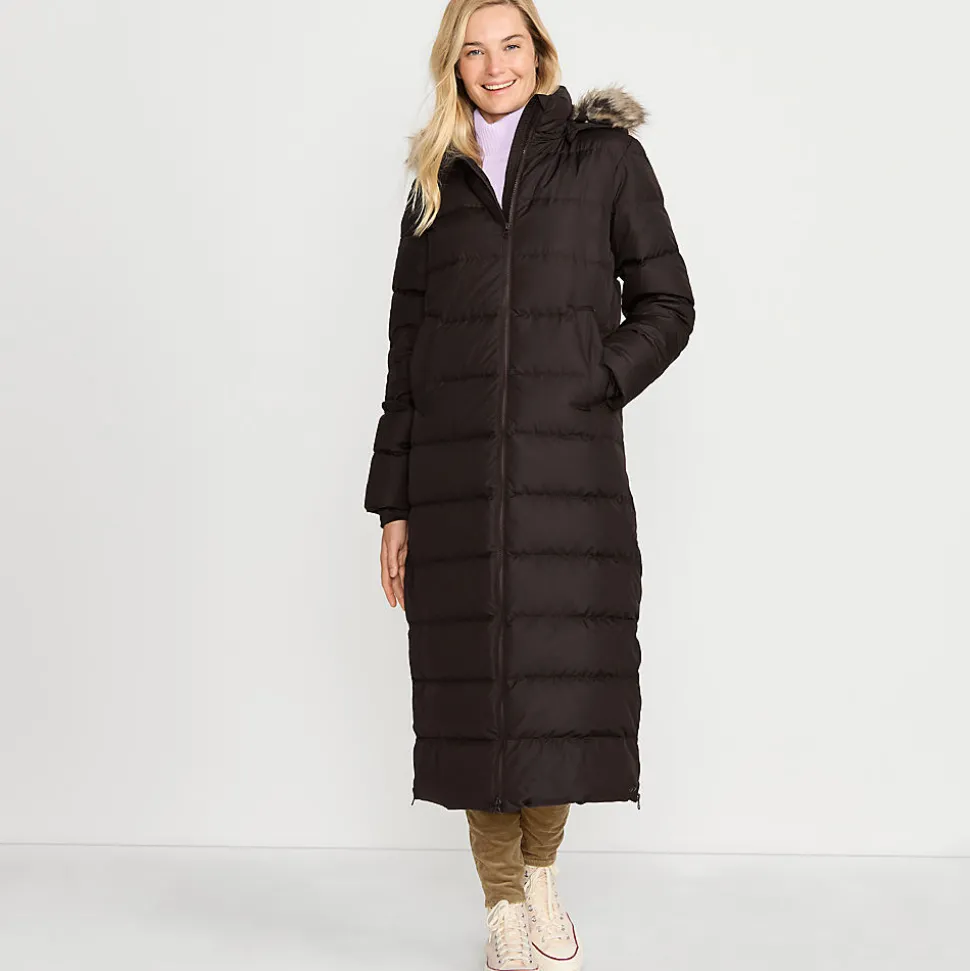 Maxi-Daunenmantel mit Kapuze für Damen