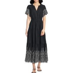 Maxikleid aus Baumwolle mit Lochstickerei für Damen