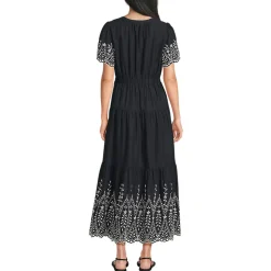 Maxikleid aus Baumwolle mit Lochstickerei für Damen