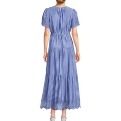 Maxikleid aus Baumwolle mit Lochstickerei für Damen