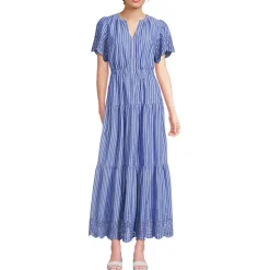 Maxikleid aus Baumwolle mit Lochstickerei für Damen