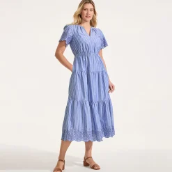 Maxikleid aus Baumwolle mit Lochstickerei für Damen