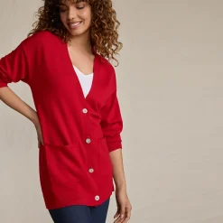 Merino-Cardigan mit Strassknöpfen für Damen